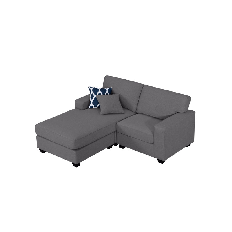 Doveridge Upholstered L-Shaped Sectional Reversible, Dark Gray Polyester Blend