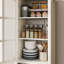 Buffet minimaliste avec portes en verre et double tiroir, buffet de rangement moderne, armoire de salon-203437675