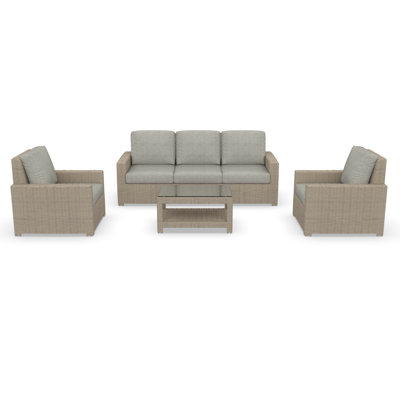 Outdoor Patio Sofa Conversation Set With Sunbrella Cushions by Birch Lane
