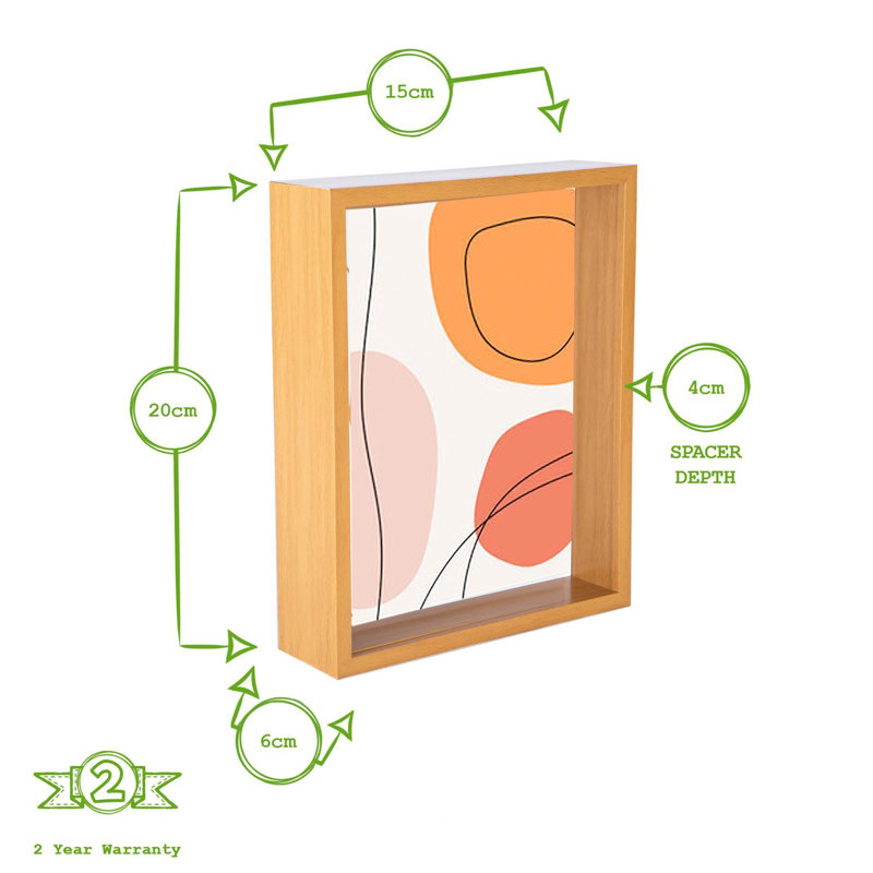 Nicola Spring - 3D Deep Box Photo Frame, 20cm x 25cm, Light Wood