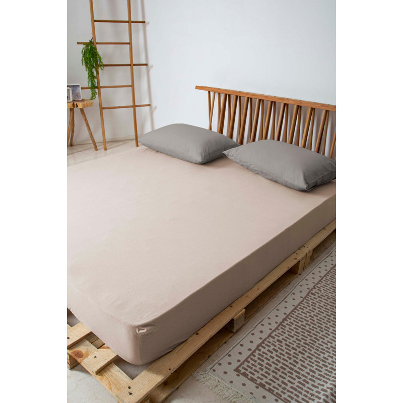 Drap-housse 100% coton 144 fils Helfried, Beige