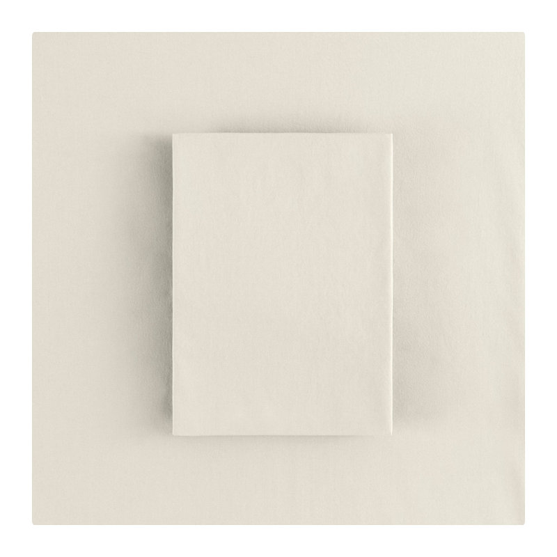 Ensemble de draps en coton biologique, Ensemble de draps pour lit simple avec 1 taie d'or, Ivoire