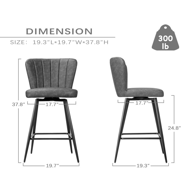 Tabouret de bar 24,8 po, gris