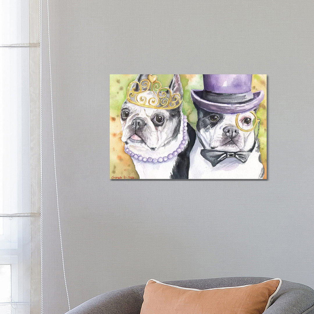 Boston Terrier Family by George Dyachenko - Wrapped Canvas Painting