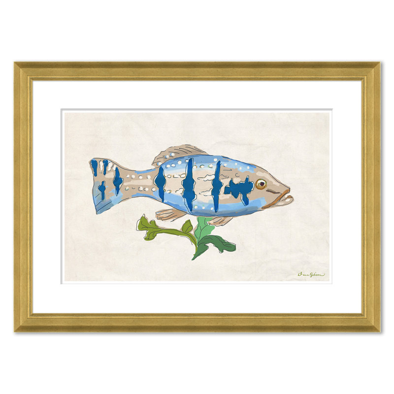 Fish Plaque Blue Spotted Giclee Print by Dana Gibson