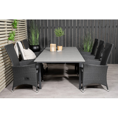 Aldrige 6 - Person Patio Dining Set with Extendable Rectangular Table , Cushions Included