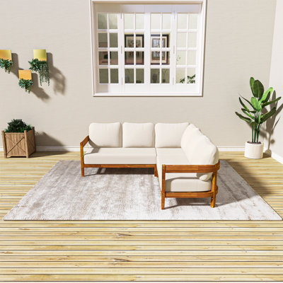 Ensemble de conversation pour l'extérieur en bois massif Acacia