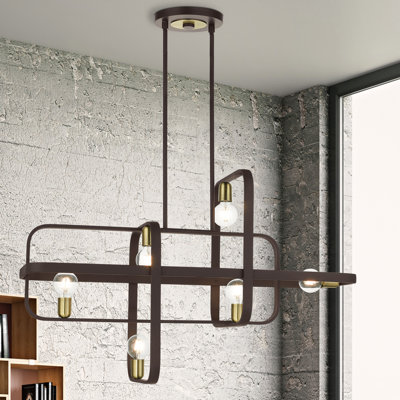 Lustre rectangulaire unique à 6 lumières