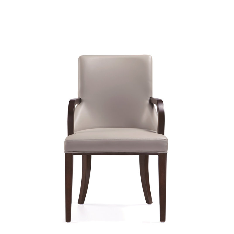 Shubert 19.75'' H Faux Leather Upholstered Beech Armchair, Light Gray, 2