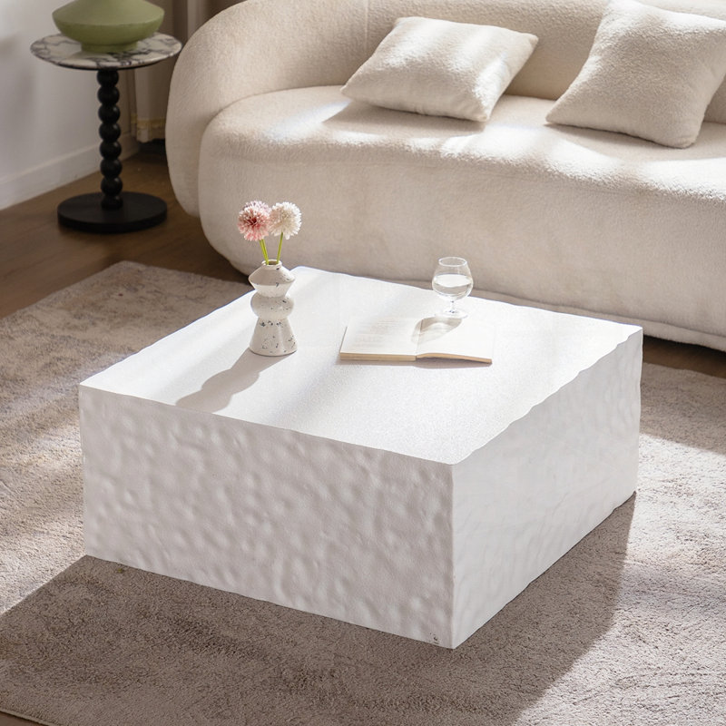 Table basse carrée de couleur moderne, Blanc crémeux