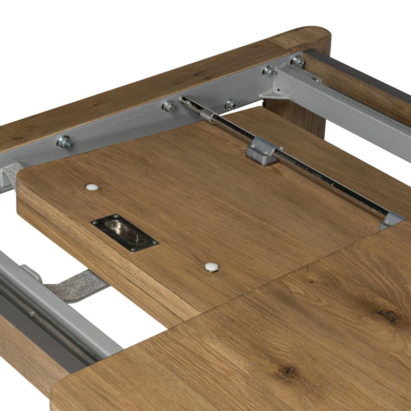 Table de salle à manger extensible Weymouth, Resaw usé / laiton brossé