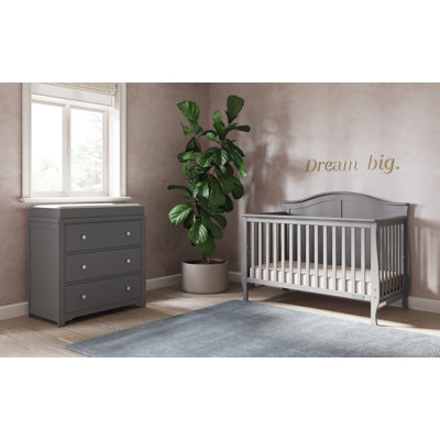 Ensemble de chambre de bébé 3 pièces avec lit de bébé, commode et table de chevet Camden, gris froid