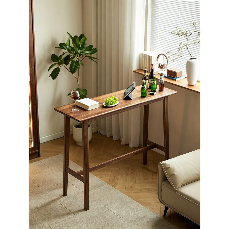 Table de bar minimaliste en bois massif, hauteur de comptoir, avec pieds fuselés, H 41,34 po x l 59,06 po x P 17,72 po