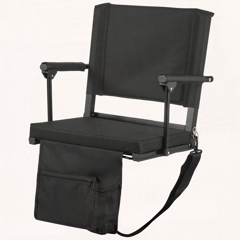Stadium Seat with Armrests, Thick Cushion, and Shoulder Strap