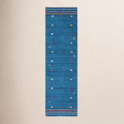 Danette Blue Southwestern Hand-Loomed Wool Rug