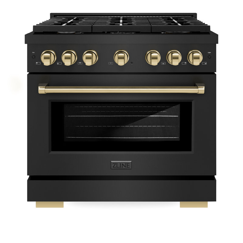ZLINE Autograph 36 in. Gas Range in Stainless Steel, Black/Polished Gold