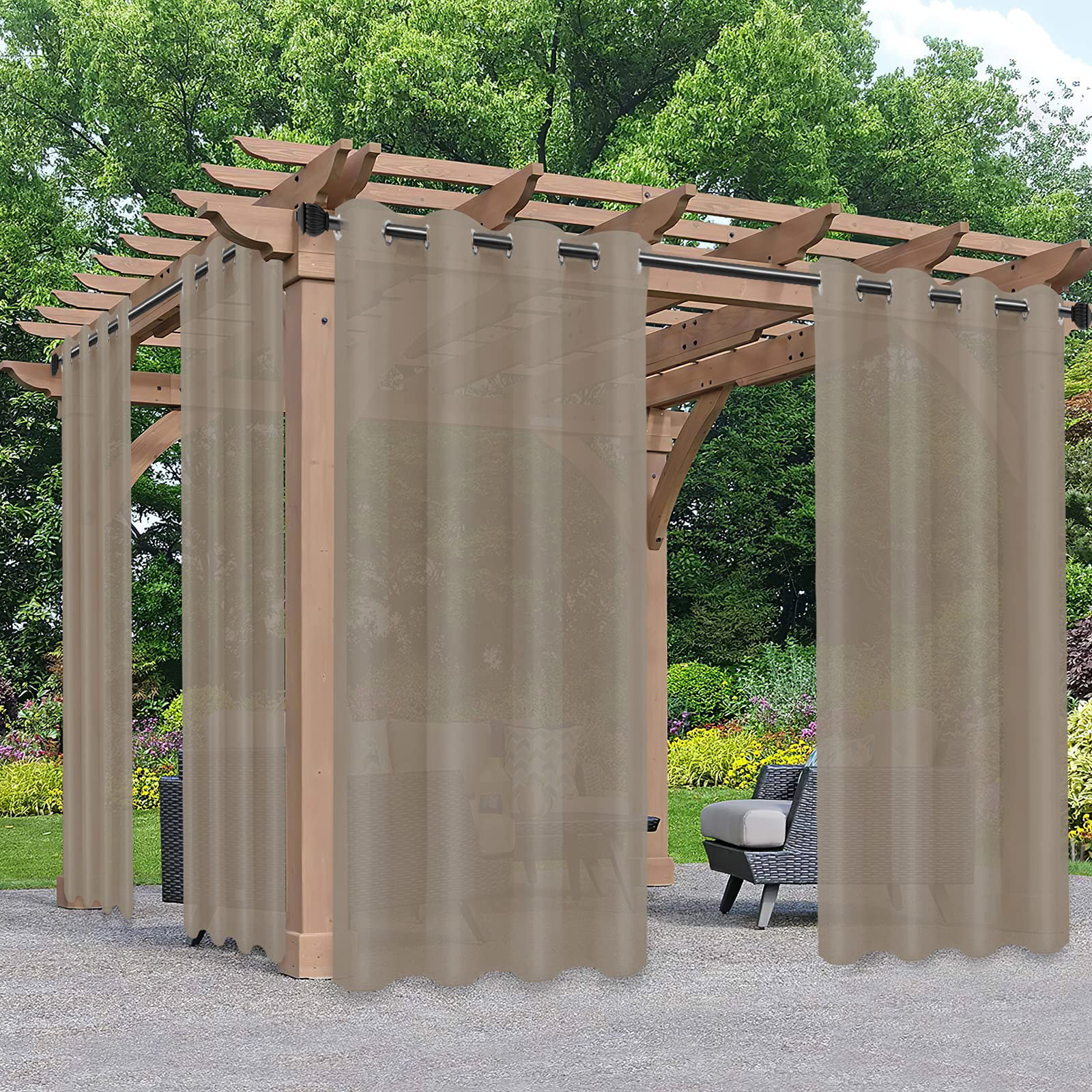Hokku Designs Sheer Outdoor Curtains For Patio Waterproof/Weatherproof ...