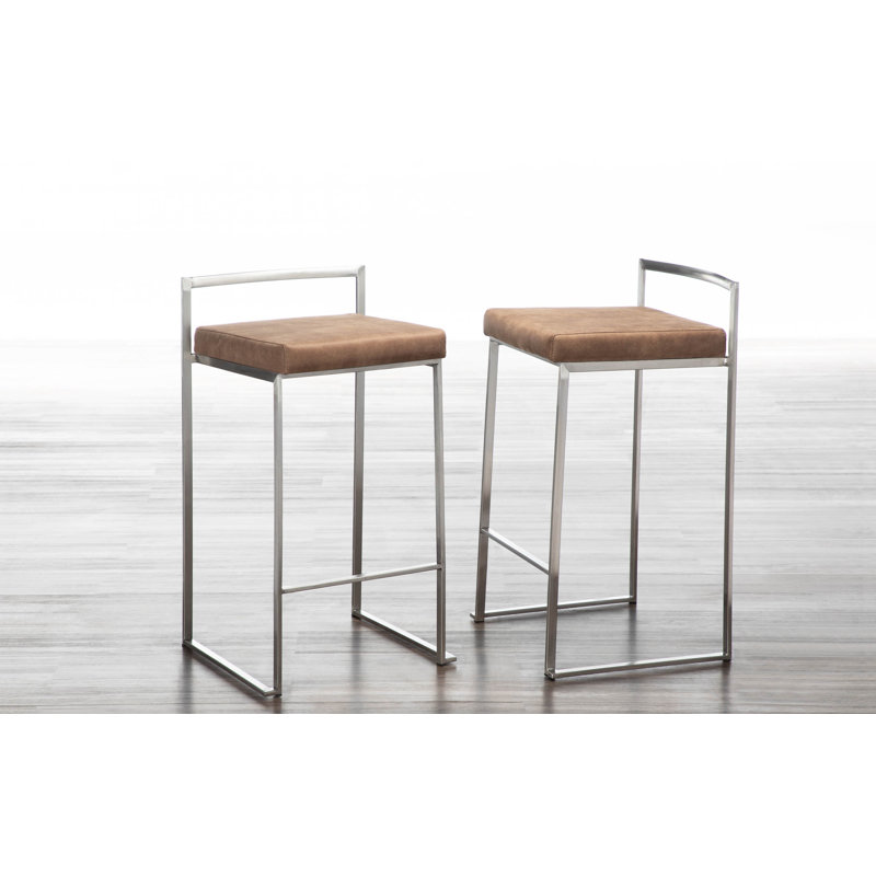 Tabouret de bar et de comptoir Derik, Acier inoxydable, Tabouret de comptoir (siège d'une hauteur de 27 p
