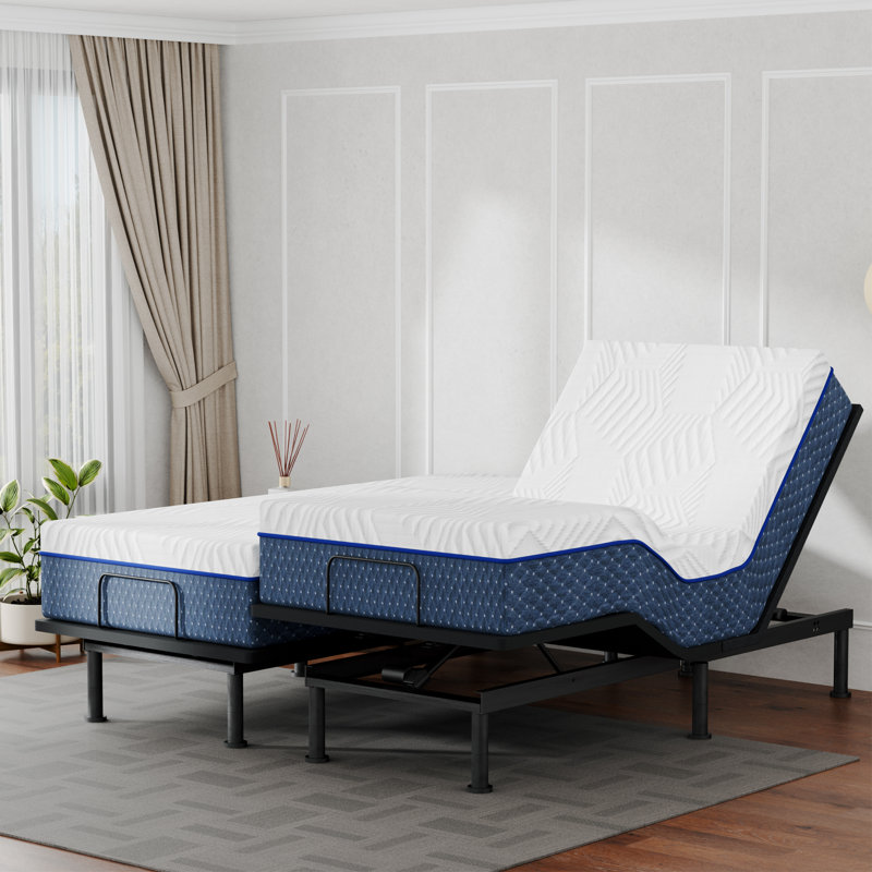 Split King Zero Gravity Adjustable Bed With 12" Memory Foam Mattress