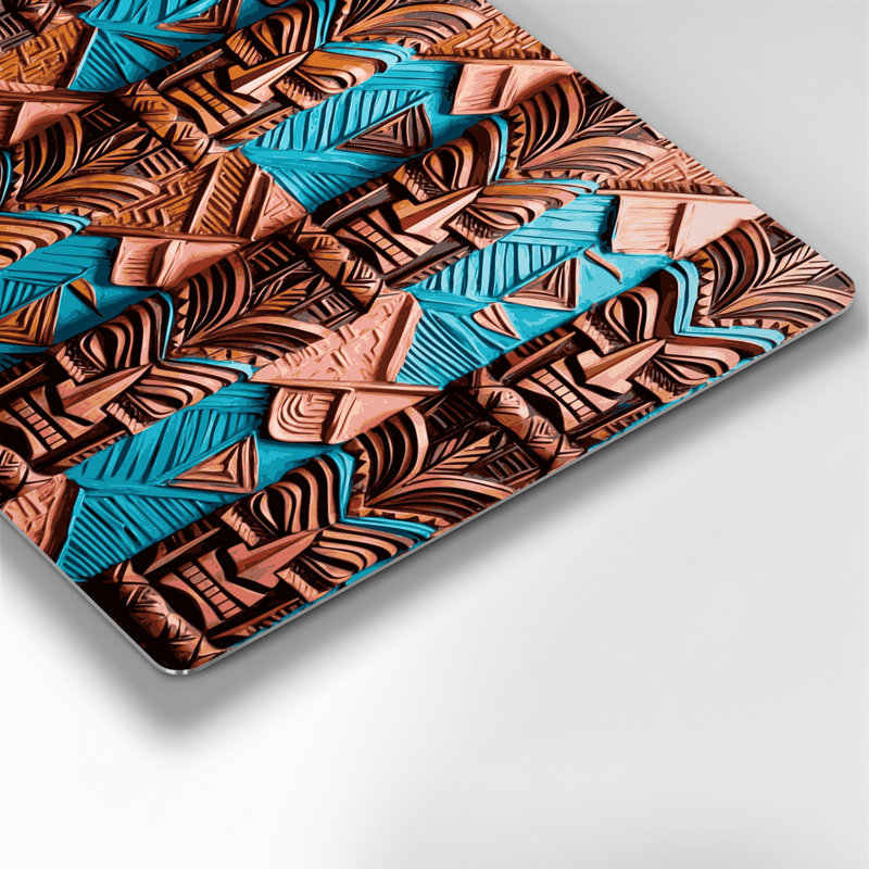 Art mural hawaïen à motif géométrique tiki noir, H 8 po x l 10 po