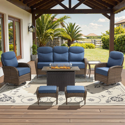 Yareli Wicker 5 - Person Patio Conversation Set with Cushions