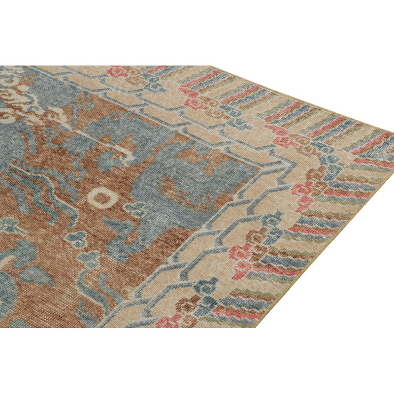 Distressed Homage Hand Knotted Wool Animal Print Area Rug, Rectangle 8' x 10'
