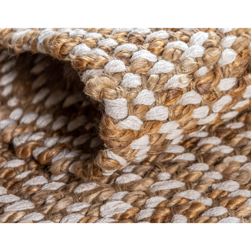 Tapis naturel tressé à la main à motif géométrique, Rectangle 3 pi 3 po x 5 pi 1 po