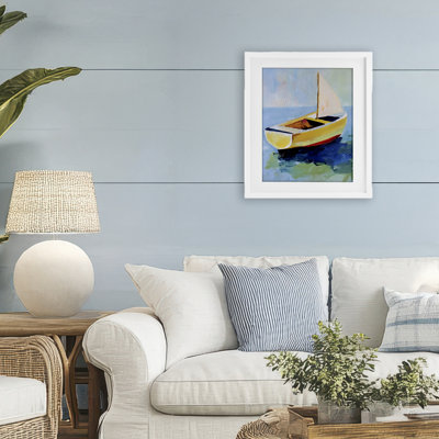 Pier Sail Boat View Framed Print Under Glass, design by Walker Noble