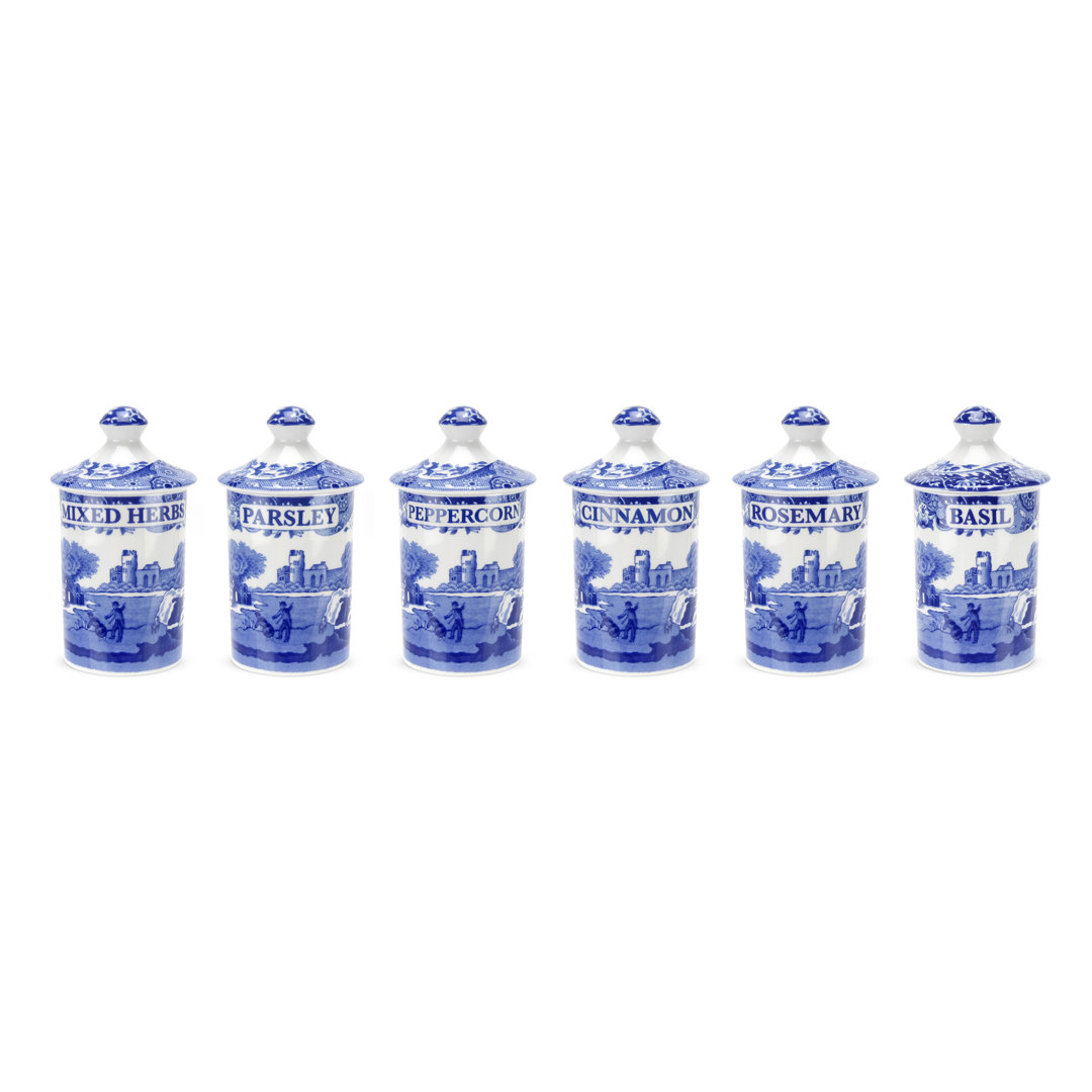 Spode Blue Italian Spice Jars 2x4" (Set of 6) Spode