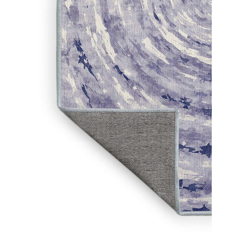 Machine Washable Blue Area Rug, Square 5'