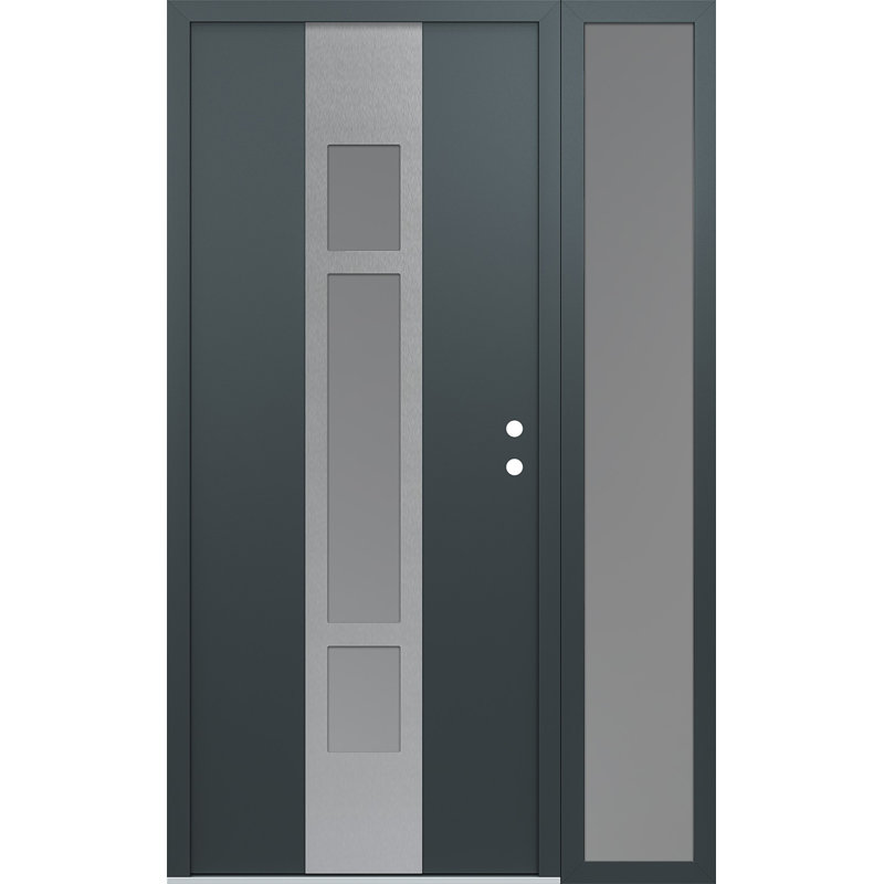 Porte d'entrée avant à panneau A9, L 51,25 po x H 81,69 po, Anthracite / anthracite / givré