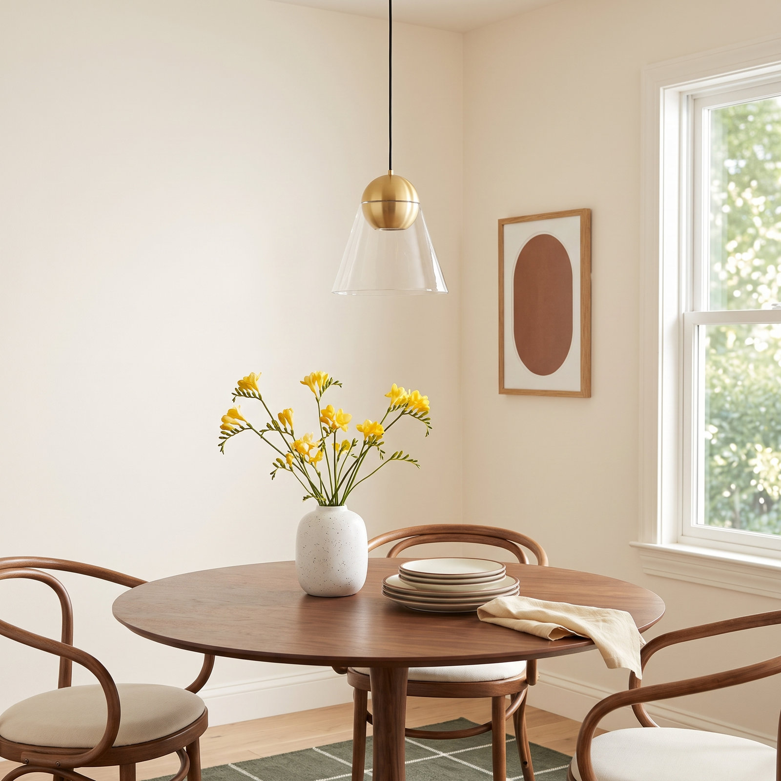 Jeffery Dimmable Single Light Pendant, Brushed Brass