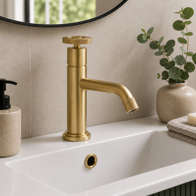 Robin Basin Mixer Tap - Brushed Nickel, Brushed Gold