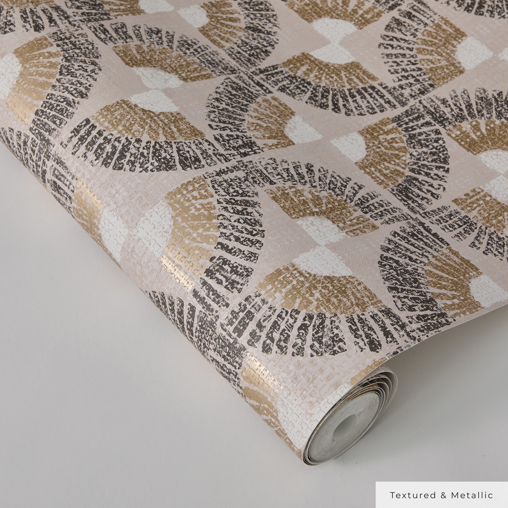 Faux Grasscloth Fans Peel and Stick Wallpaper, Brown