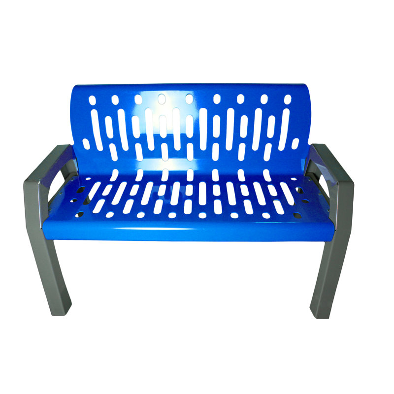 Banc de parc en acier Stream, Bleu, H 34 po x l 48 po x P 25 po