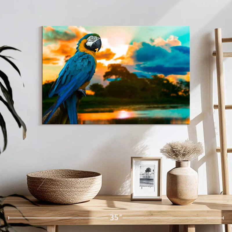 Macaw At Sunset, 8" H x 12" W