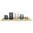 5-Piece Embossed Glass and Metal Tealight Candle Holders in a Wood Tray
