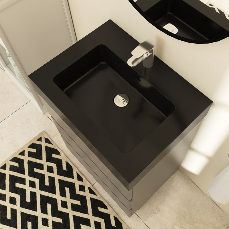 Meuble-lavabo simple Reniel, Gris, Noir, noir, noir, noir, 24"