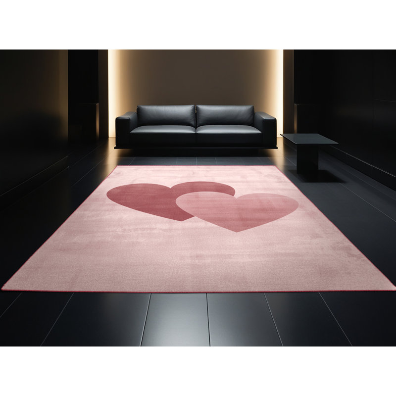 Machine Washable Collingswood Valentines Modern & Contemporary Abstract Rug in Beige – Rose Binding, 6x9