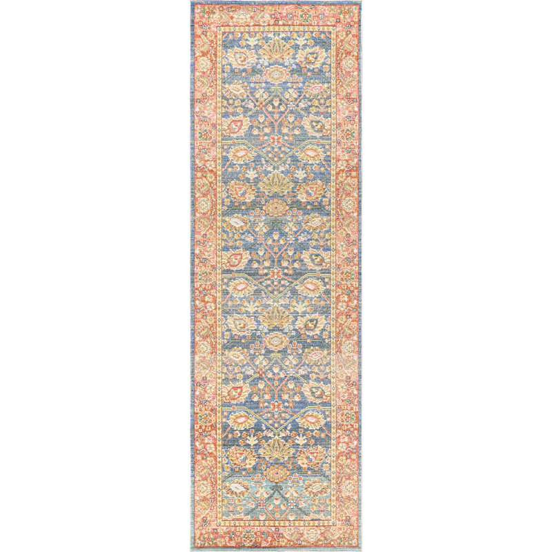 Tapis moderne prune / terre cuite Eglinton, Tapis de couloir 2 pi 2 po x 8 pi