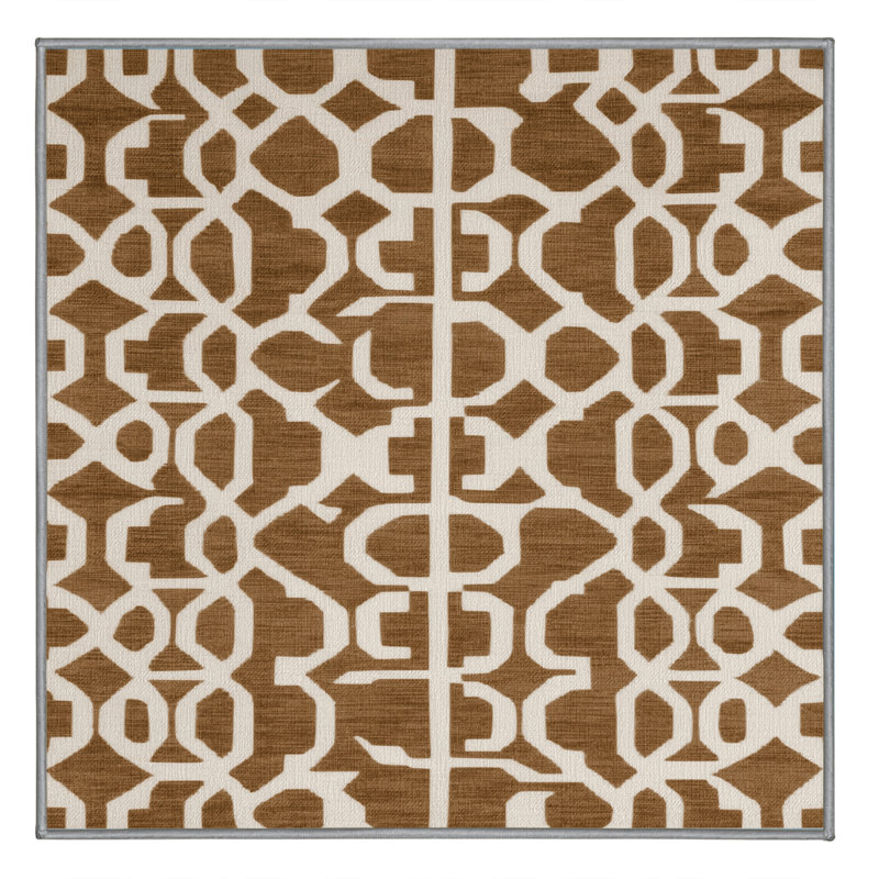 Tapis brun treillis lavable à la machine, Carré 4 pi