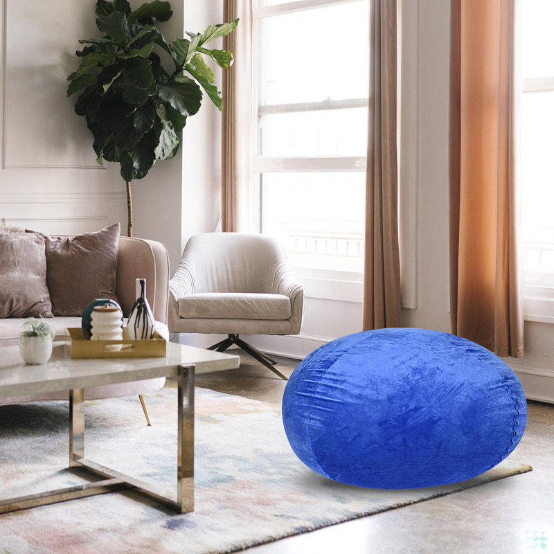 Fauteuil à billes Minky, H 27,07 po x l 34,07 po x P 34,03 po, Velours bleu