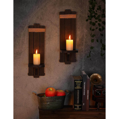 2 Piece Wood Wall Wall Sconce Set
