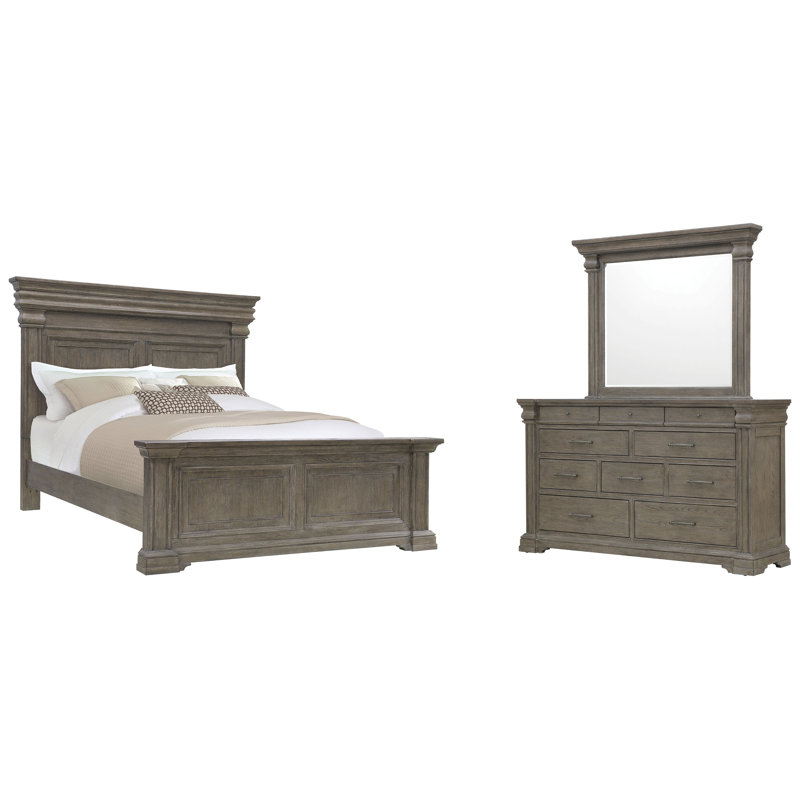 Commode à grand lit avec tiroir Branice, 3 pièces: lit, commode, miroir, Grand lit