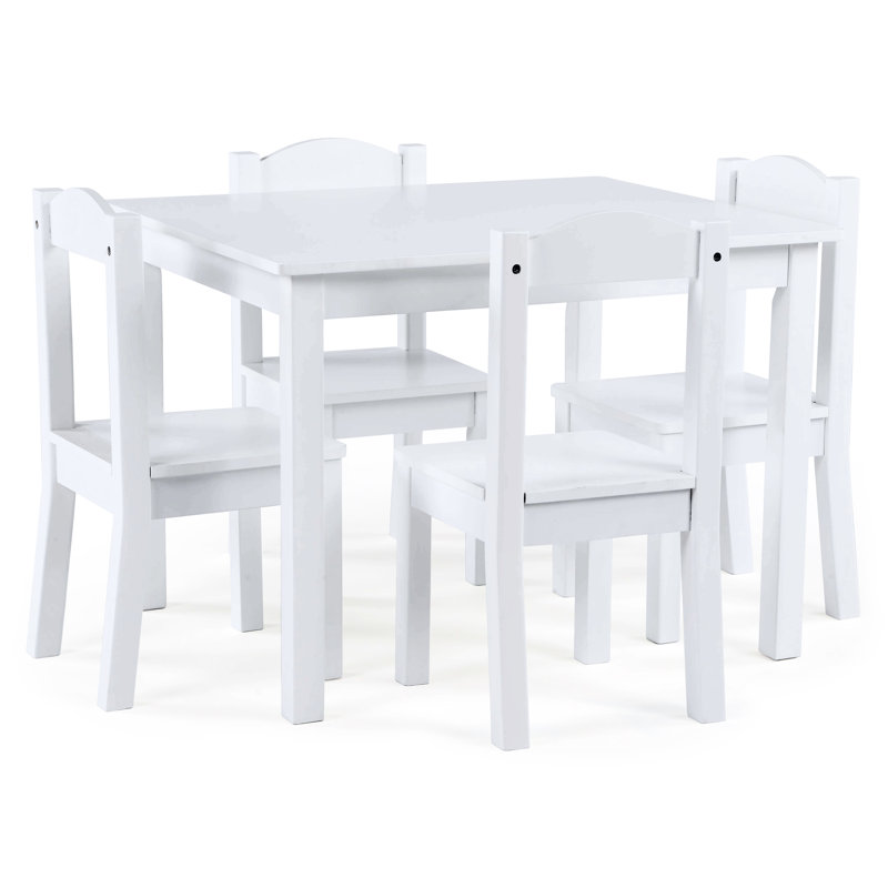 Kids 5 Piece Rectangular Play Or Activity Table and Chair Set, Bright White