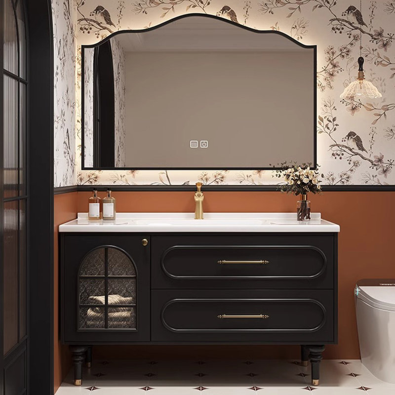 French retro bathroom Vanity, Black