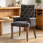 Chaise rembourrée d'appoint en chenille avec pieds courbés en bois massif, dossier capitonné, support ergonomique et chaise club intemporelle pour la salle à manger ou le salon.