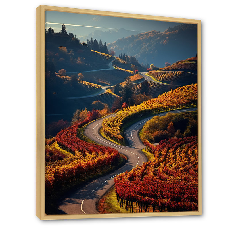 Impression sur toile «Scenic Enchanting Vineyard I - Landscape & Nature», H 32 po x l 16 po x P 1 po, Cadre naturel flottant