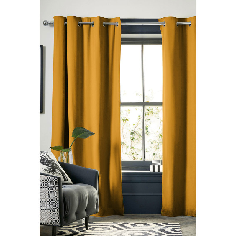 Buckins Blackout Curtain Single Panel, Blue, Width 140 x Drop 280 cm