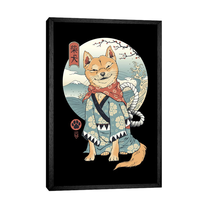 Shiba Inu by Vincent Trinidad - Print on Canvas, Black Framed, 101.6cm H x 66.04cm W x 3.81cm D